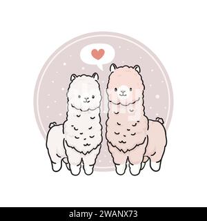 Cute lama or alpaca colorful hand drawn vector illustration Stock Vector