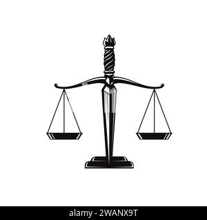 Sword Scales of Justice vector, Justice judgment icon law office attorney vector image Stock Vector