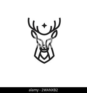 Lines art modern head deer and horn logo vector symbol icon design illustration Stock Vector