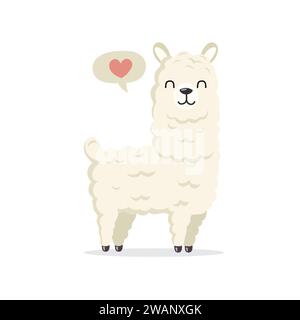 Cute lama or alpaca colorful hand drawn vector illustration Stock Vector