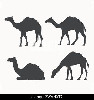 Camel silhouette black and white vector design Stock Vector