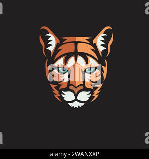 Cougar head Mascot Vector illustration. Mountain lion animal cute face Stock Vector