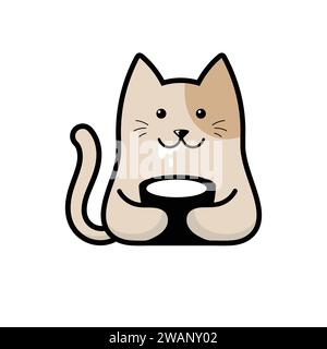 illustration of cute happy cat drink a milk flat vector style Stock Vector