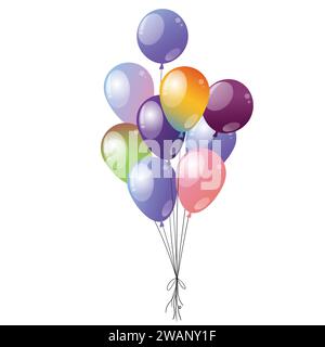 colorful balloons vector for a holiday or celebration. Big bunch of helium balloons illustration Stock Vector