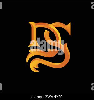 letter DS illustration with highlight and shadow color classic style, letter, Wedding Monogram vector Stock Vector