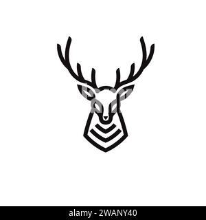 Lines art modern head deer and horn logo vector symbol icon design illustration Stock Vector