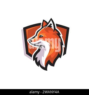 Red fox head muzzle vector illustration, sport club mascot logo icon Stock Vector