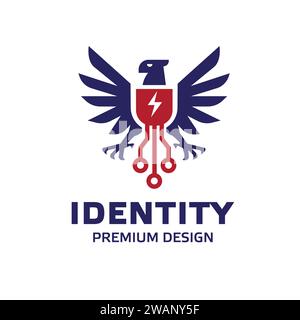Eagle Tech Logo Template Design Vector, eagle power tech Emblem, Design Concept, Creative Symbol Stock Vector