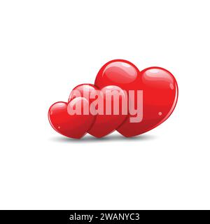 Illustration of hearts shape with highlights, Red glitter hearts vector Stock Vector