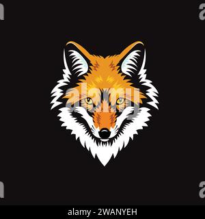 Red fox head muzzle vector illustration, sport club mascot logo icon Stock Vector