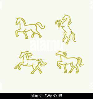 simple Outline horse logo vector illustration Stock Vector