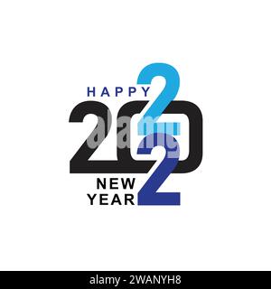 2022 Happy New Year 2022 text design. 2022 number design template. Stock Vector