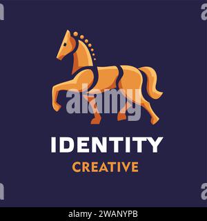 horse logo with golden color vector, Standing Gold Horse Logo Vector Stock Vector