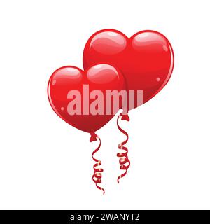 red heart balloons vector for a holiday or celebration Stock Vector