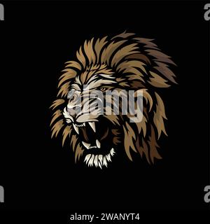colorful tribal lion head attach vector illustration Stock Vector
