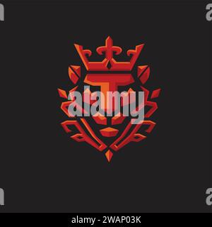 lion king geometric shape vector illustration, lion with crown geometric tech vector Stock Vector