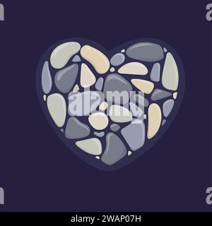 colorful Pebble Art of Heart vector ,Heart shaped art from stone Stock Vector