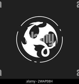 creative simple Dragon with circle logo vector design illustration Stock Vector