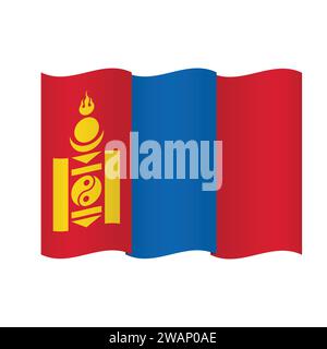 Mongolia Flag Waving Vector Illustration on White Background. Mongolia National Flag Stock Vector