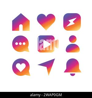 social media icon set in gradient vector color Stock Vector