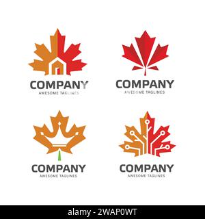 creative logo collection with maple leaf, canada logo vector collection Stock Vector