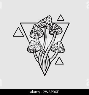 mushrooms hand drawn illustration Premium Vector Stock Vector