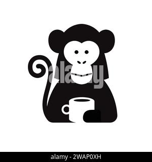 monkey with coffee cup vector illustration Stock Vector