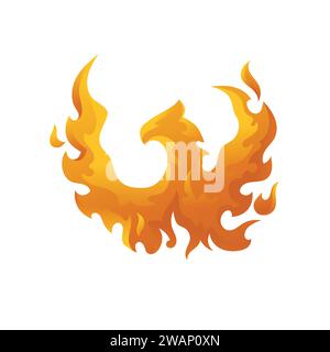 Phoenix bird vector illustration, flaming mythical fire bird vector Illustration on a white background Stock Vector