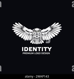 Flying Owl with Open Wings and Claws Logo vector Stock Vector