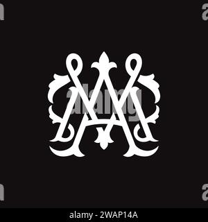 letter AM or MA illustration monogram vector logo template in classic style, letter AM,MA Wedding Monogram vector Stock Vector