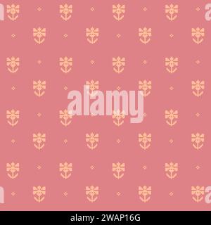 Flower composition, pixelated flora design art Stock Vector