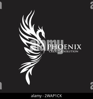 Phoenix logo of mythological bird vector illustration Stock Vector