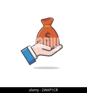 hand with money bag vector illustration Stock Vector