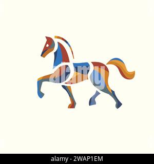 Horse logo with colorful style design vector template Stock Vector