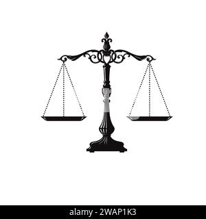 vintage Scales of justice vector illustration. Weight Scales, Balance. Concept law and justice. Legal center or law advocate symbol. Libra Stock Vector