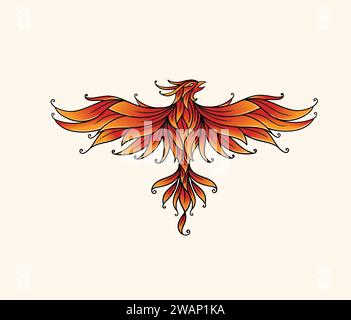 Fire burning Phoenix Bird, decorative phoenix bird vector illustration Stock Vector