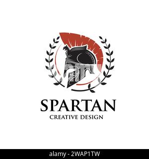 spartan warrior helmet logo vector illustration Stock Vector