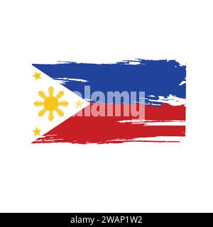 Philippines flag brush grunge background. Vector illustration Stock Vector