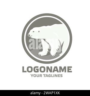 cute polar bear in circle logo design vector Stock Vector