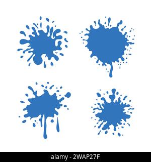 set of Blue vector water splash isolated on white background Stock Vector