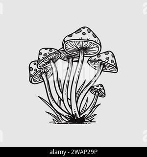 mushrooms hand drawn illustration Premium Vector Stock Vector