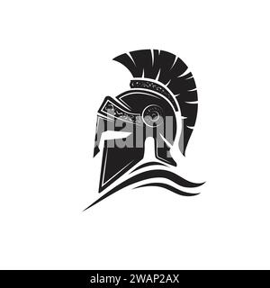 spartan warrior helmet logo vector illustration Stock Vector