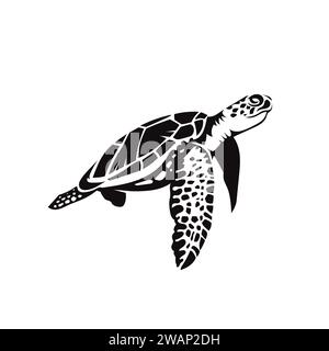 sea turtle swimming silhouette vector illustration Stock Vector