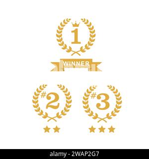 Wreath frame ranking illustration set . from 1st place to 3rd place Stock Vector