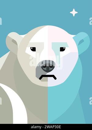 geometric cute polar bear colorful vector illustration Stock Vector