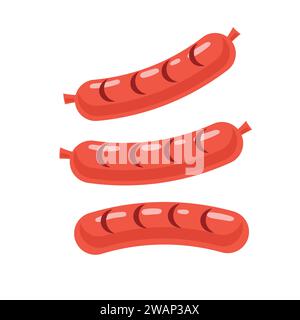 sausage fast food isolated icon, sausage isolated on soft color background. sausage vector or illustration art. Stock Vector
