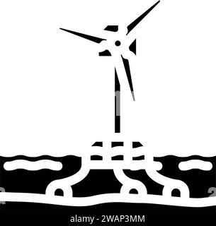 floating wind turbine glyph icon vector illustration Stock Vector