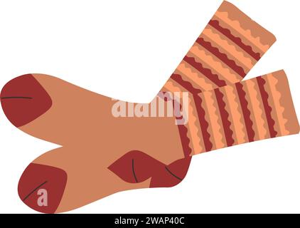 Knitted socks for winter, clothes with stripes Stock Vector