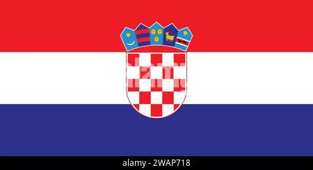 High detailed flag of  Croatia. National  Croatia flag. Europe. 3D illustration. Stock Vector