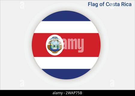 High detailed flag of Costa Rica. National Costa Rica flag. North America. 3D illustration. Stock Vector
